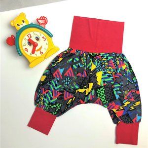 Vintage Baby Bundle 80s Windup Musical Toy + Handmade Evolutive Harem Pants 3-9m